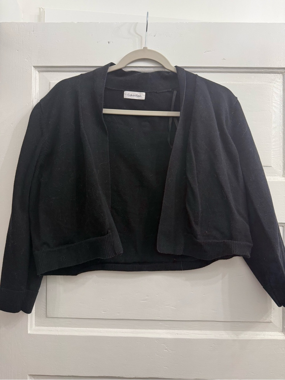 Calvin Klein Black Open-Front Cropped Cardigan